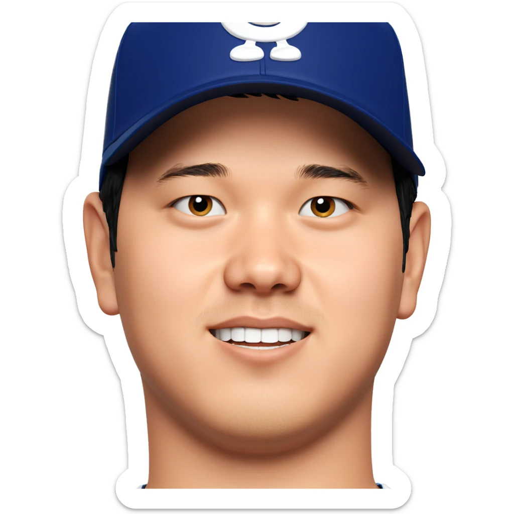 smiling boy in baseball cap sticker