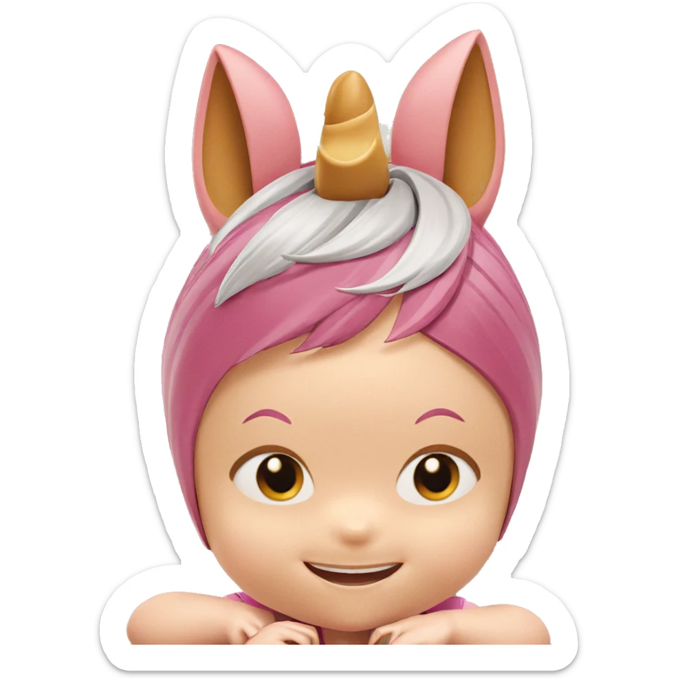 girl with animal ears smiling sticker