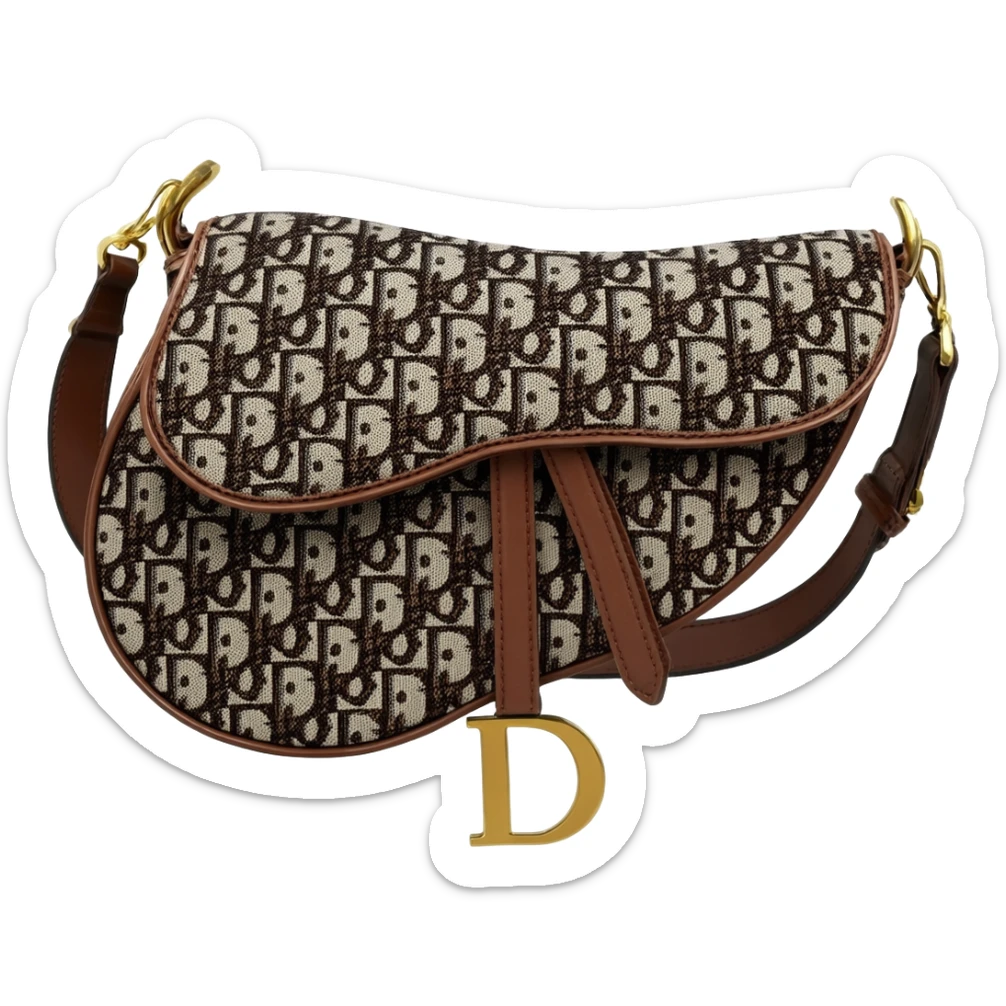 brown dior print saddle bag sticker