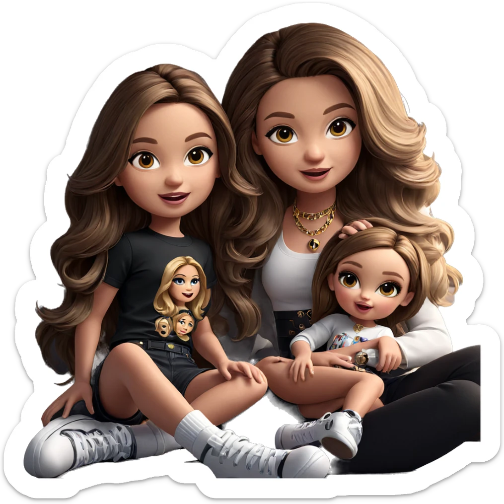 girls in stylish outfits indoors sticker