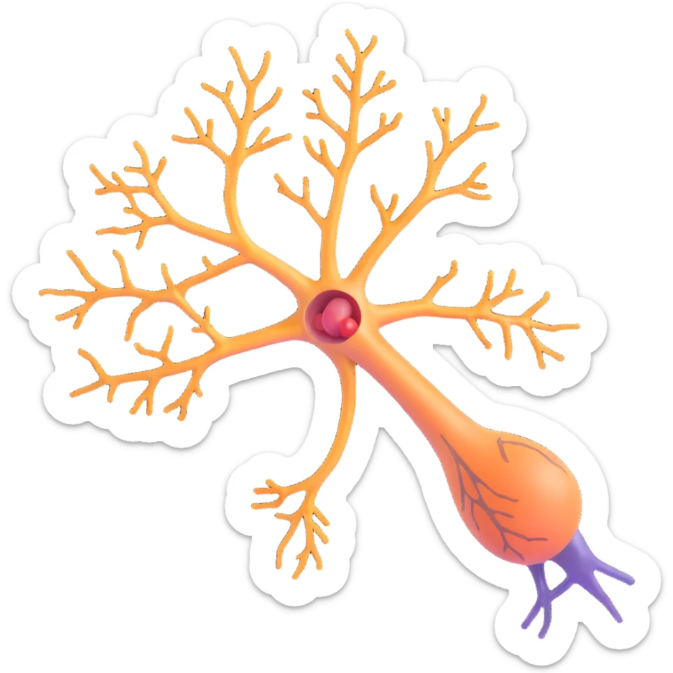 medical illustration of a neuron with its myelin sheath breaking down, detailed, clear anatomy sticker