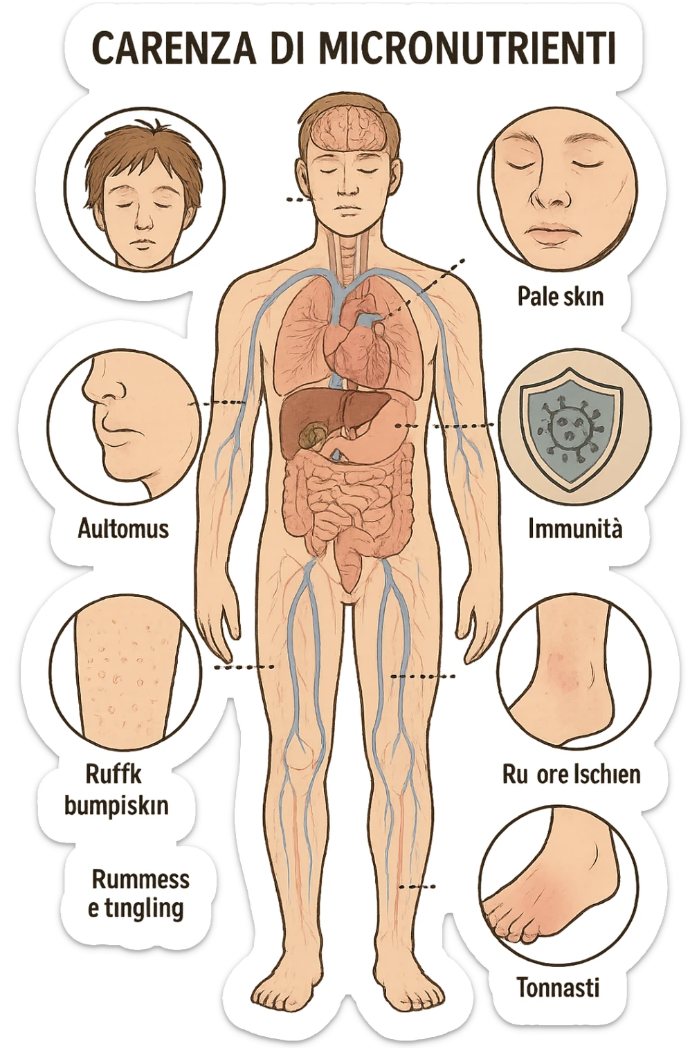corpo umano in carenza di micronutrienti in italiano sticker