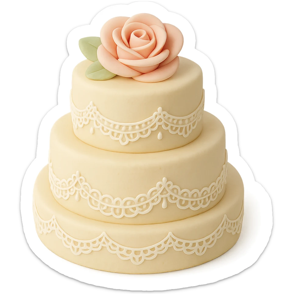 tiered fondant cake with lace piping sticker