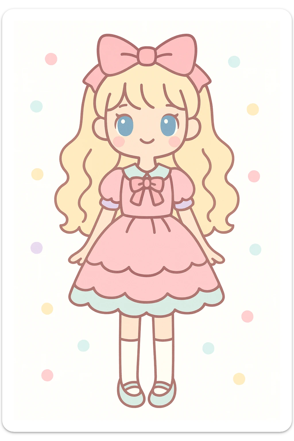 Anny, a cute tall lolita girl with blue eyes, kawaii style sticker
