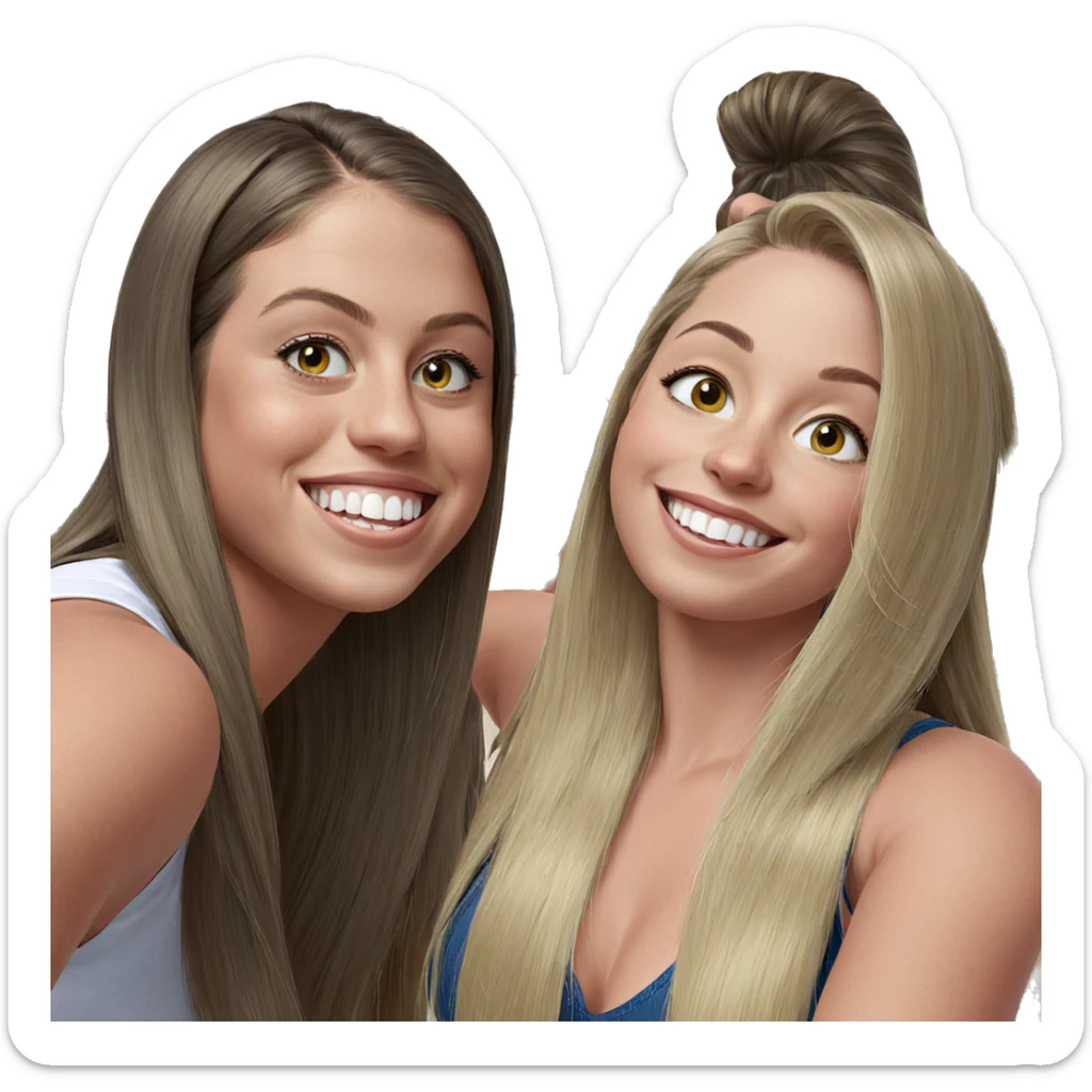 happy girls with blonde hair sticker