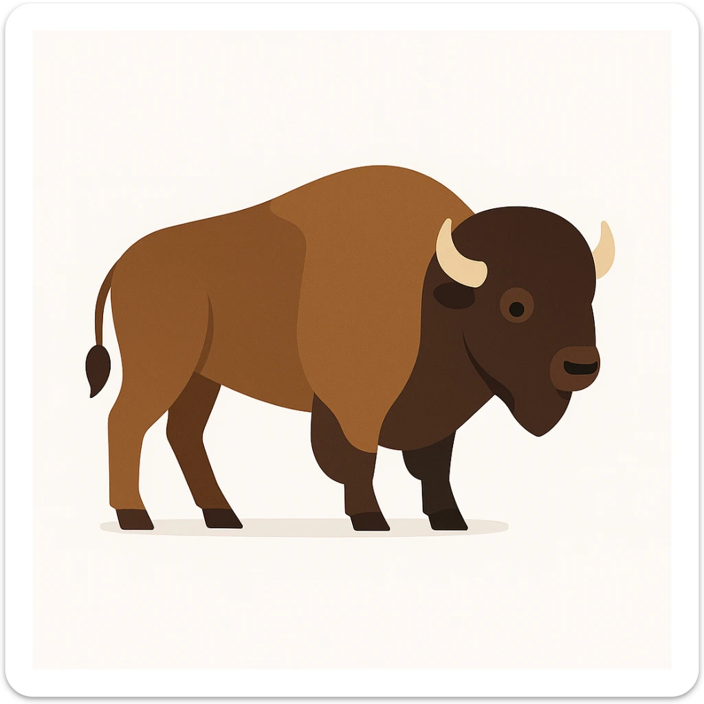 flat design style Bison white background sticker