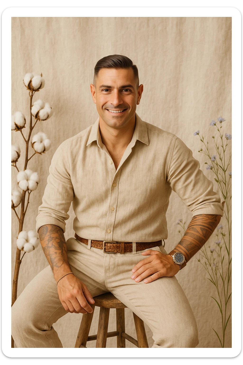 Uomo che usa solo prodotti di Lino e Cotone, perchè sono naturali sticker