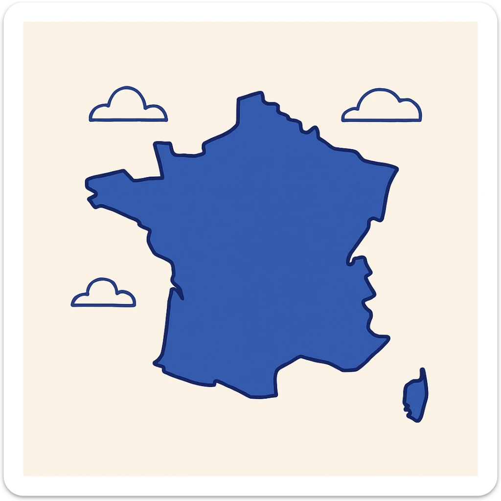 simple illustration of the map of France with soft colors, no text sticker