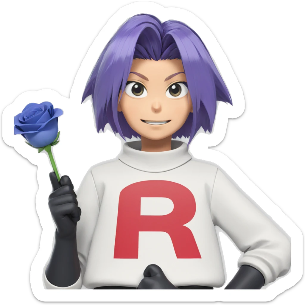 james from team rocket with flower sticker