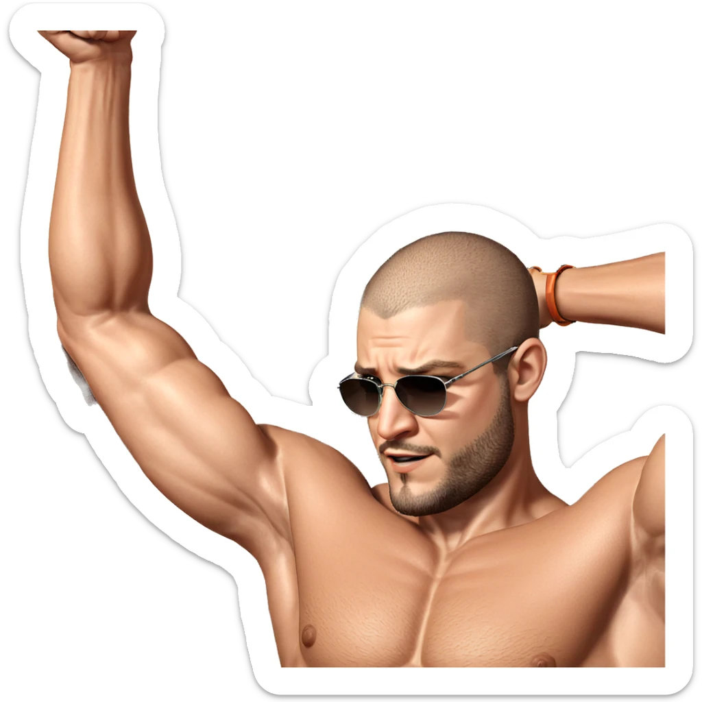 muscular man in sunglasses sticker