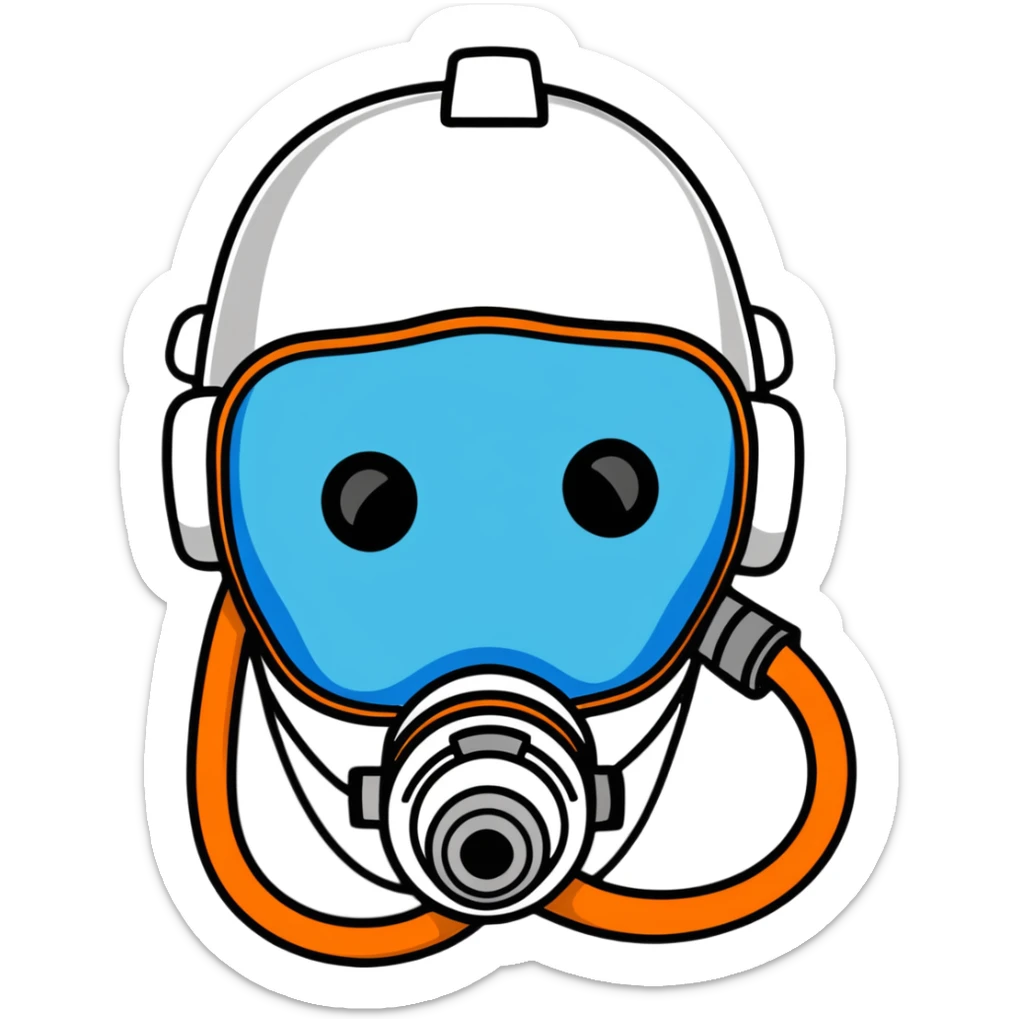 Close-up of blue mouth-only breathing apparatus with tube for VO2 max testing, with nose clip sticker