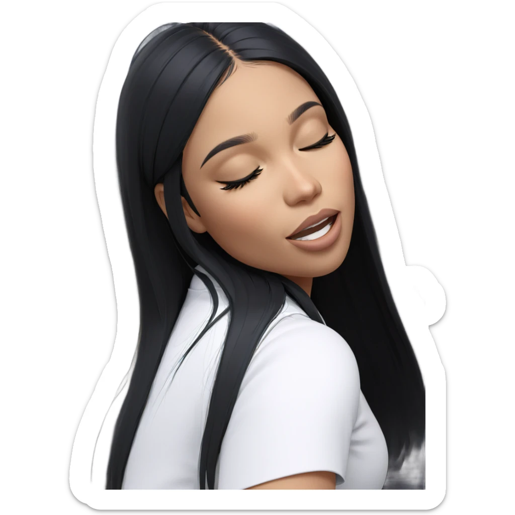 serene girl with closed eyes sticker