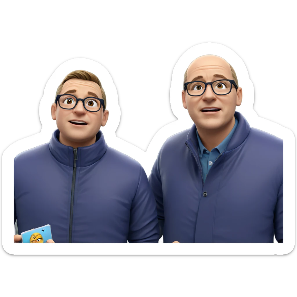 boys in jackets with glasses sticker