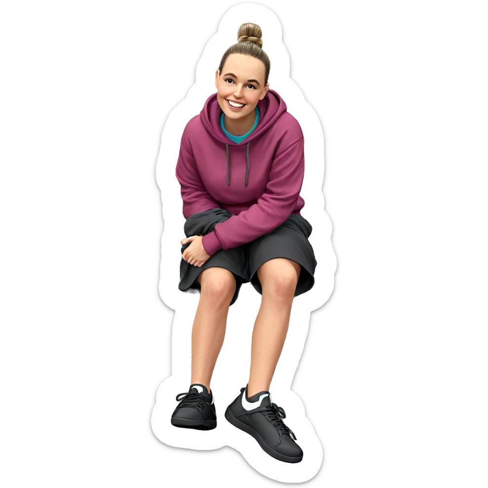 smiling girl in hoodie sticker