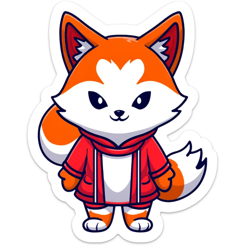 Azur Lane Akagi kitsune girl with red and white outfit and multiple fox tails sticker