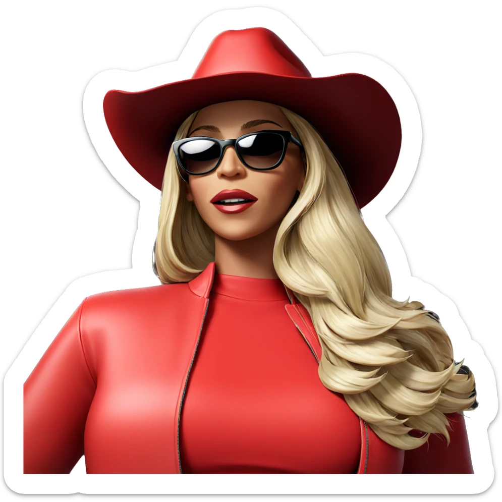 blonde girl in sunglasses hat sticker