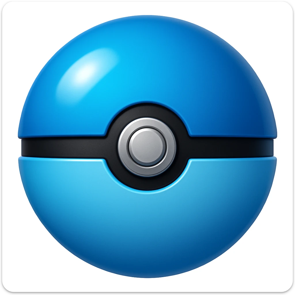 blue pokeball emoji with a black stripe and highlights like in the second reference image. Make the blue more vibrant. sticker