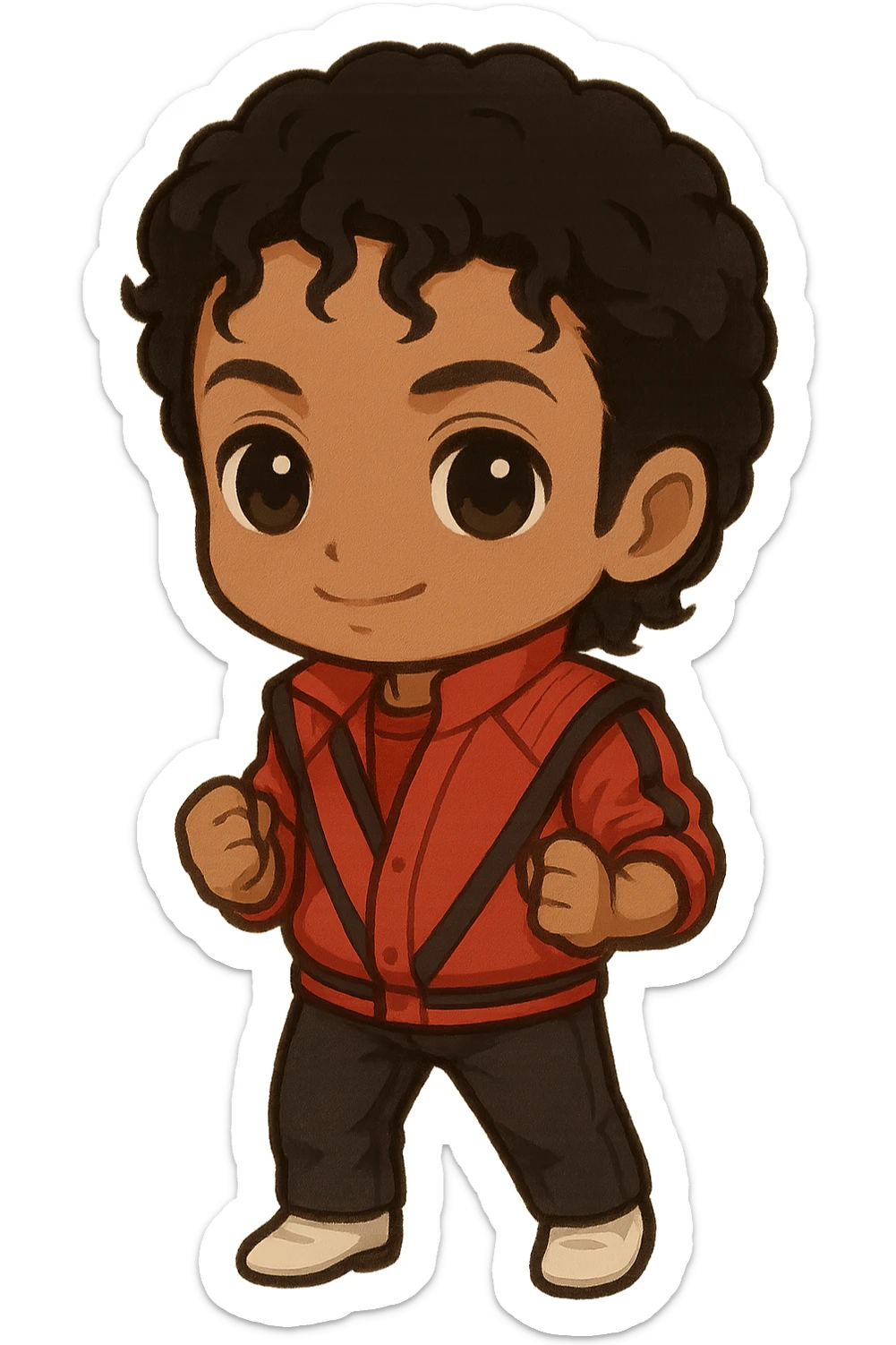 Michael Jackson with his Thriller jacket sticker