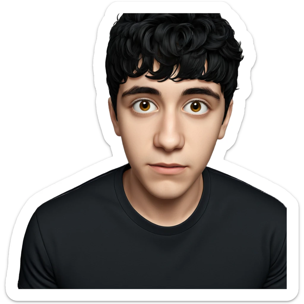 boy in black shirt portrait sticker