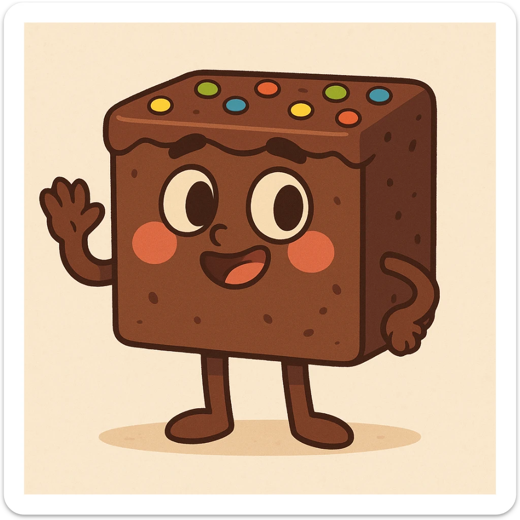cartoon style illustration of a Little Debbie Cosmic Brownie, cute and appealing sticker