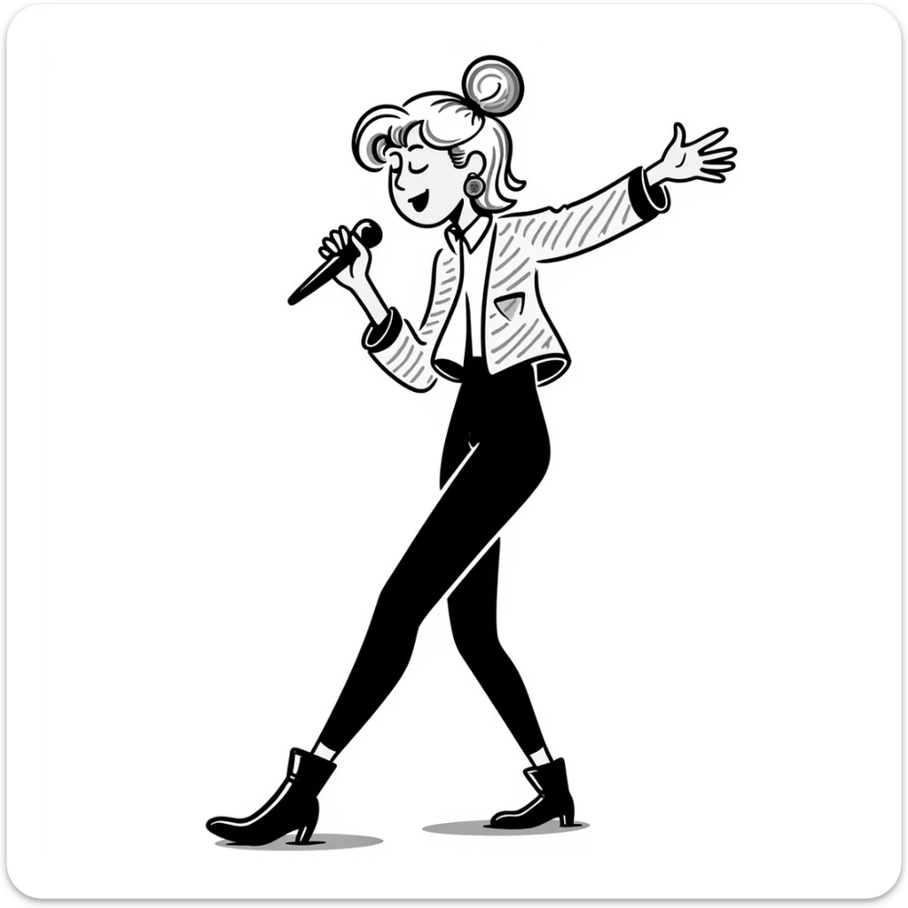 Sabrina Carpenter performing on Short n' Sweet tour, blonde hair, chic outfit sticker