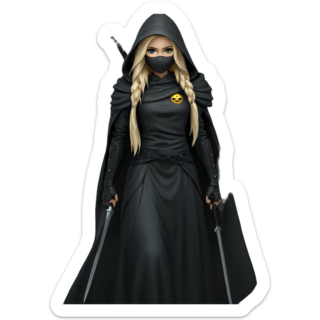 blonde warrior in hooded cape sticker