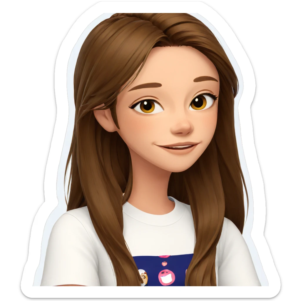 smiling girl with brown hair sticker