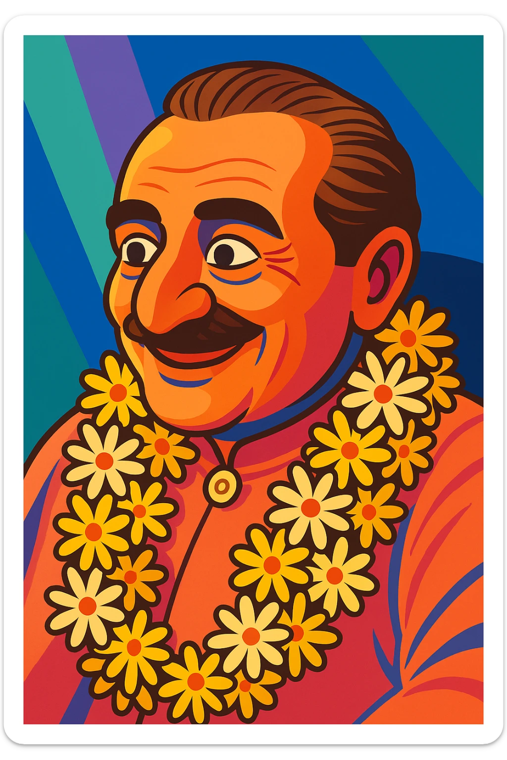 Create an animated cartoon version of this person with a lively facial expression and smooth, colorful shading in a vibrant toon style. sticker