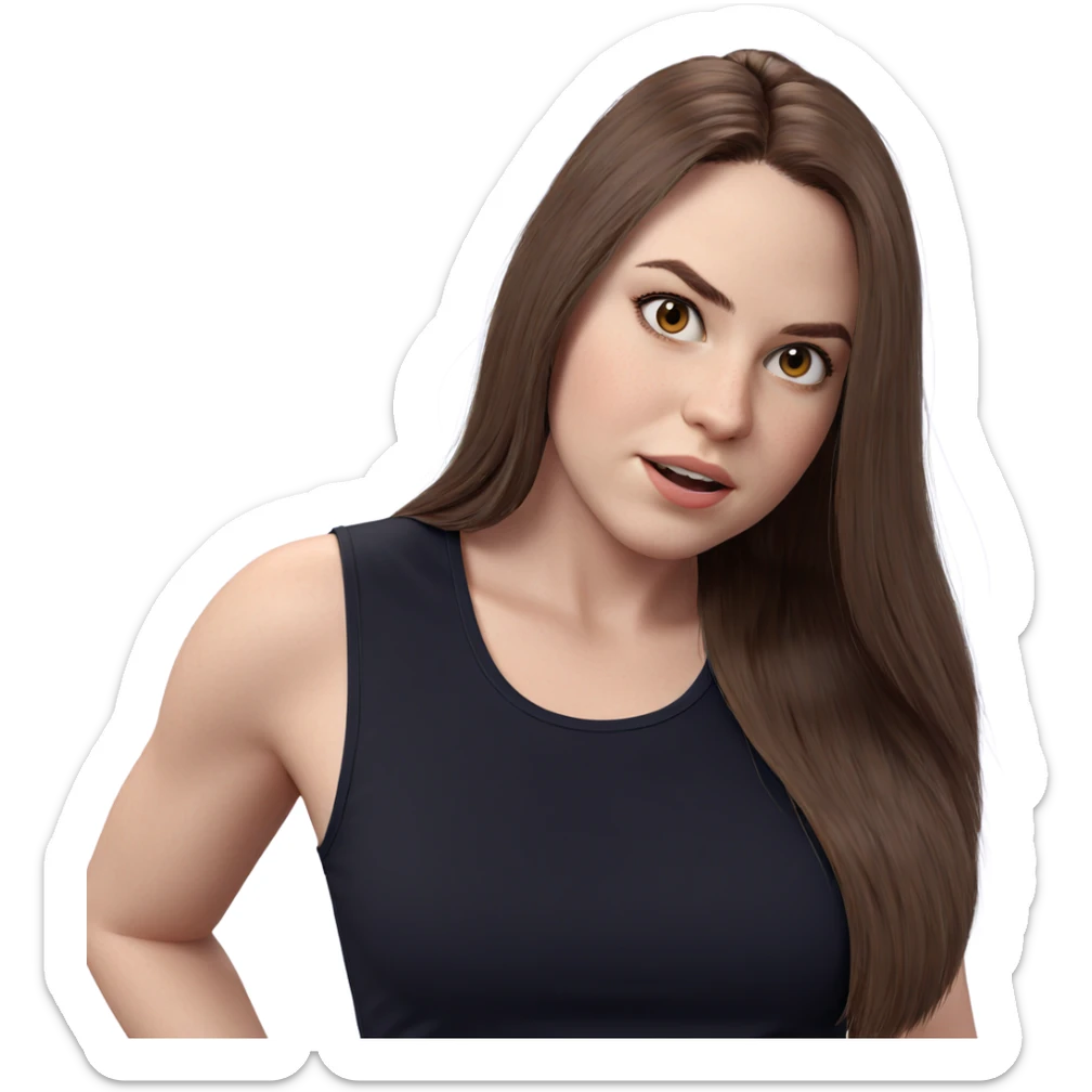 girl with brown hair tank top sticker
