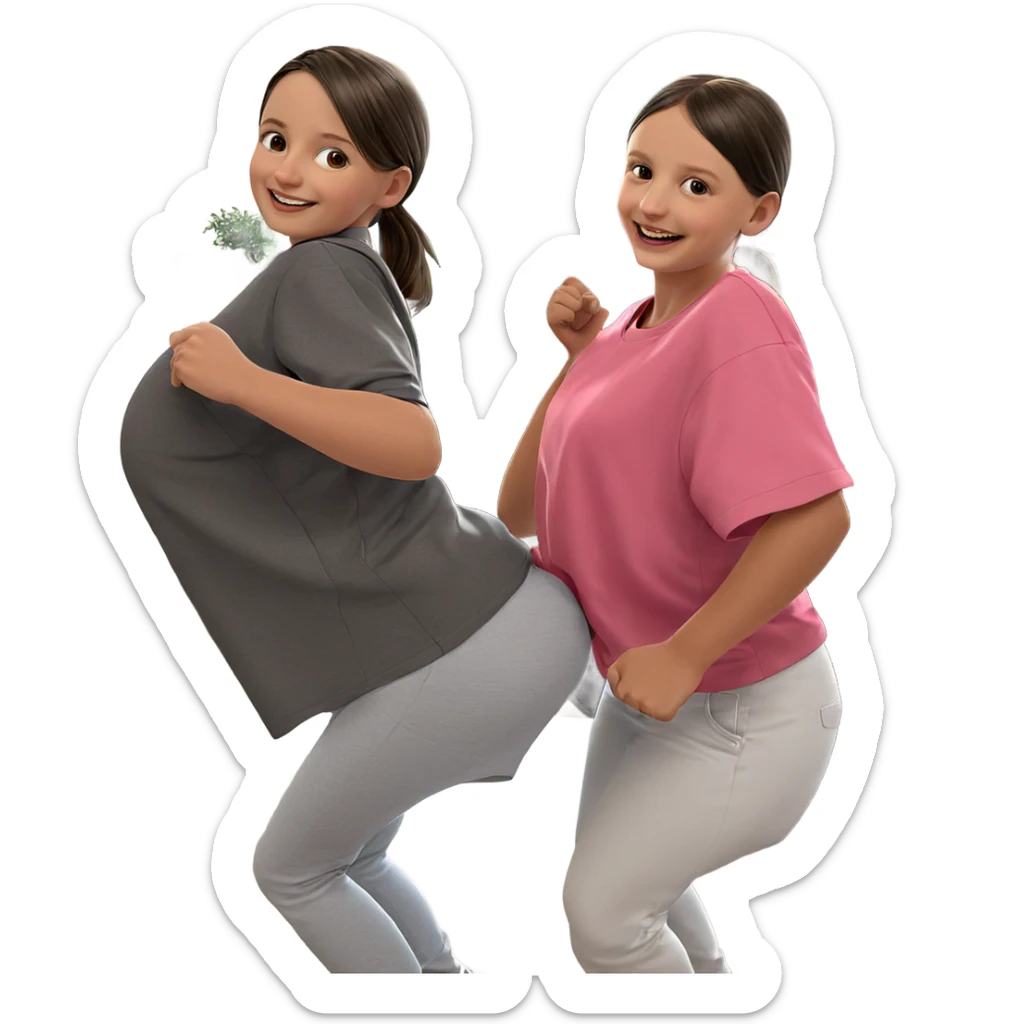 smiling girls indoors by window sticker