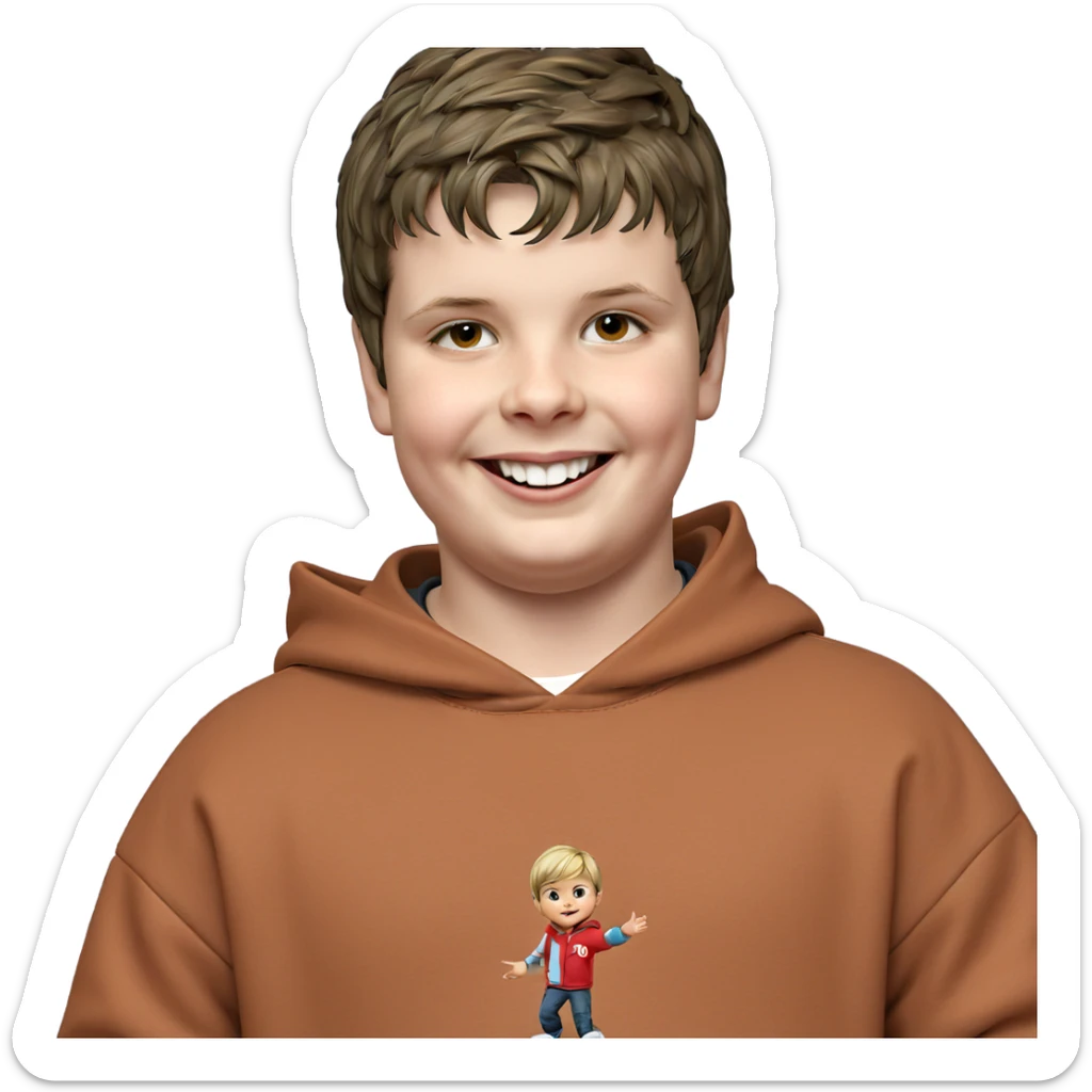 smiling boy in hoodie sticker