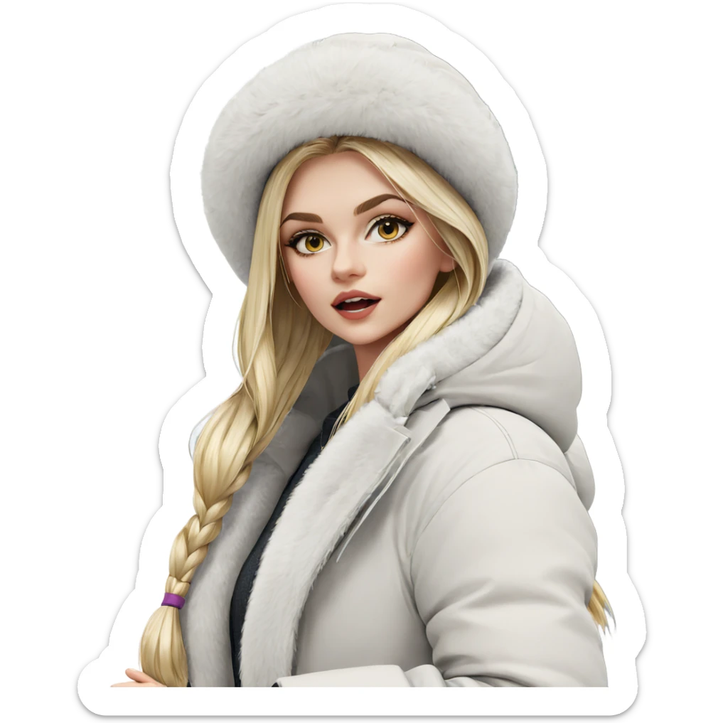 blonde girl in winter coat sticker