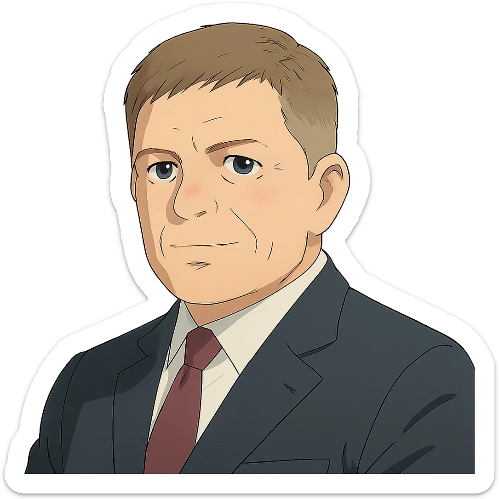 portrait of Robert Fico, Prime Minister of Slovakia in ghibli style sticker
