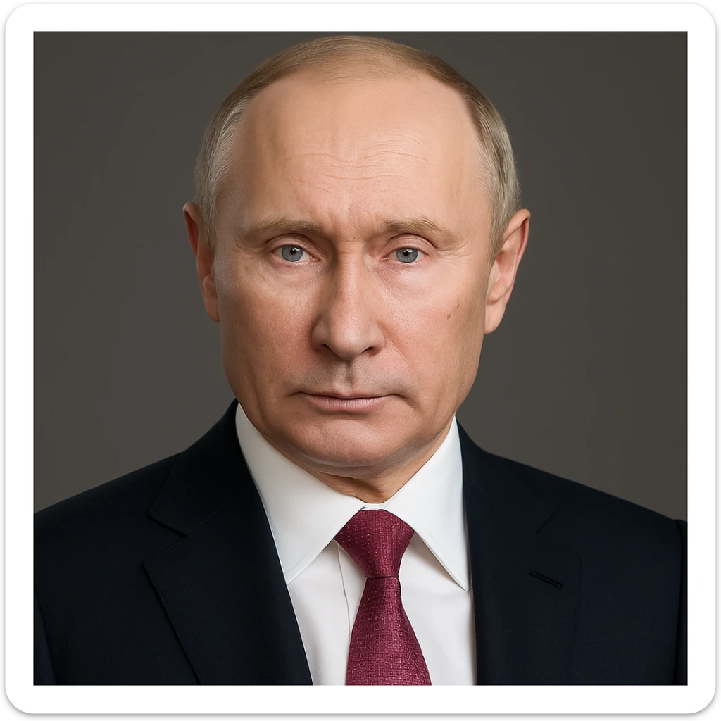 Refine the photorealistic details of Vladimir Putin, enhancing facial features and realism sticker