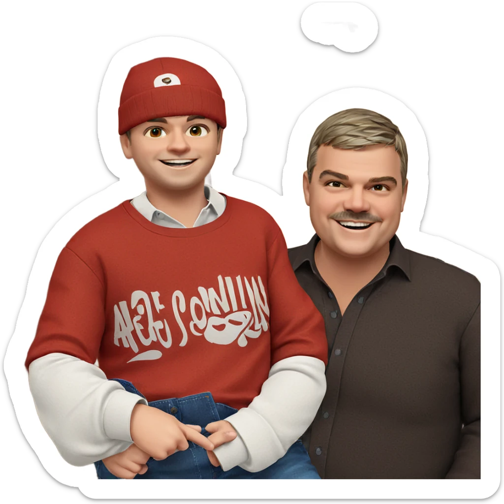 smiling boys in trendy outfits sticker