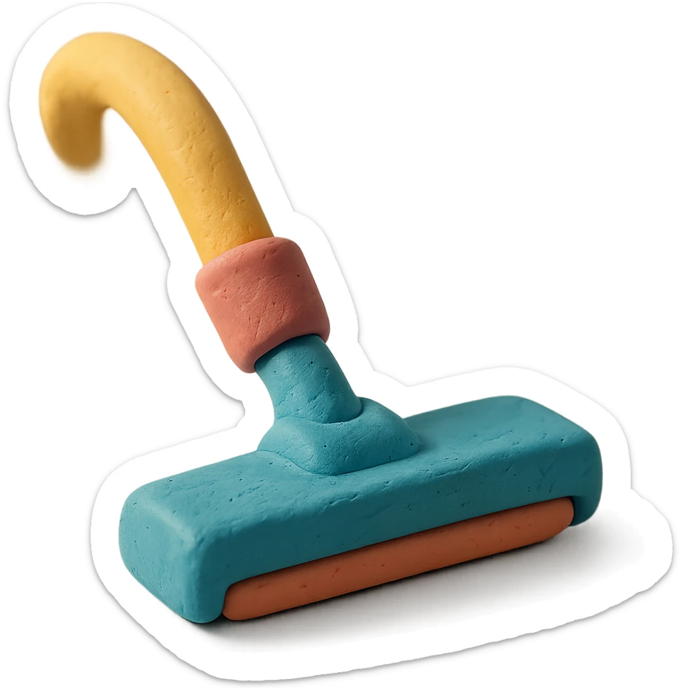 close-up of a vacuum cleaner nozzle in claymation style, matte finish, soft lighting, pastel colors sticker