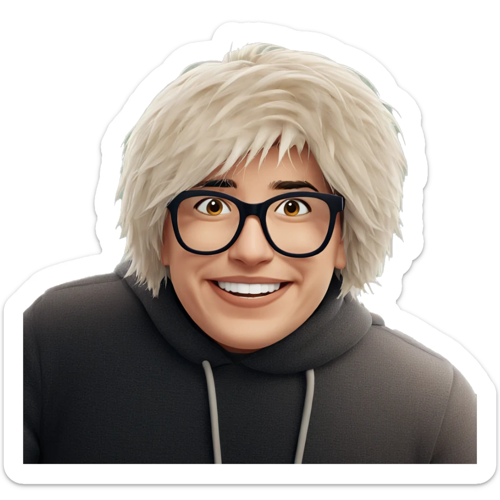 happy boy with glasses sticker