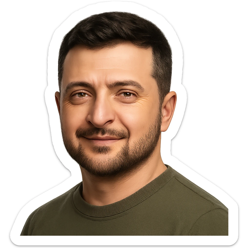 photorealistic emoji style portrait of Vladimir Zelensky with a confident expression sticker