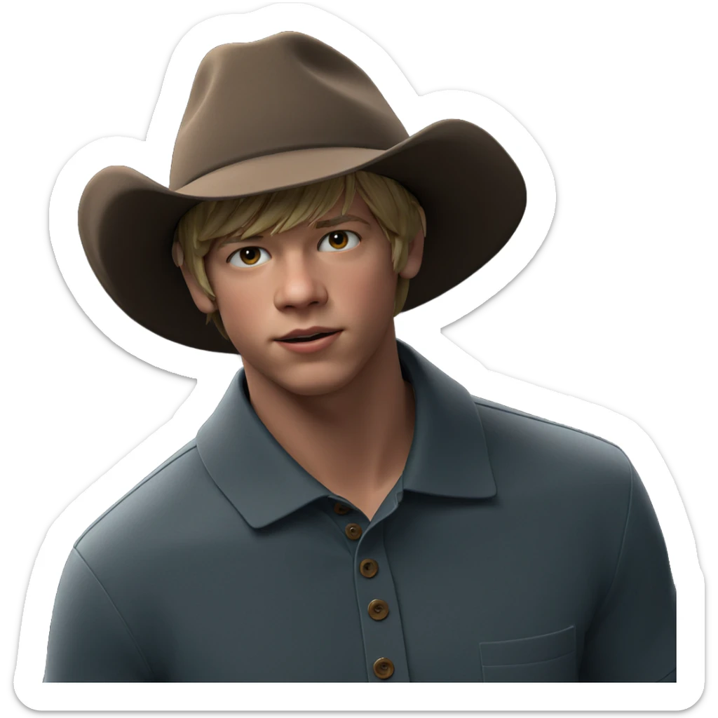 boy in hat on black sticker