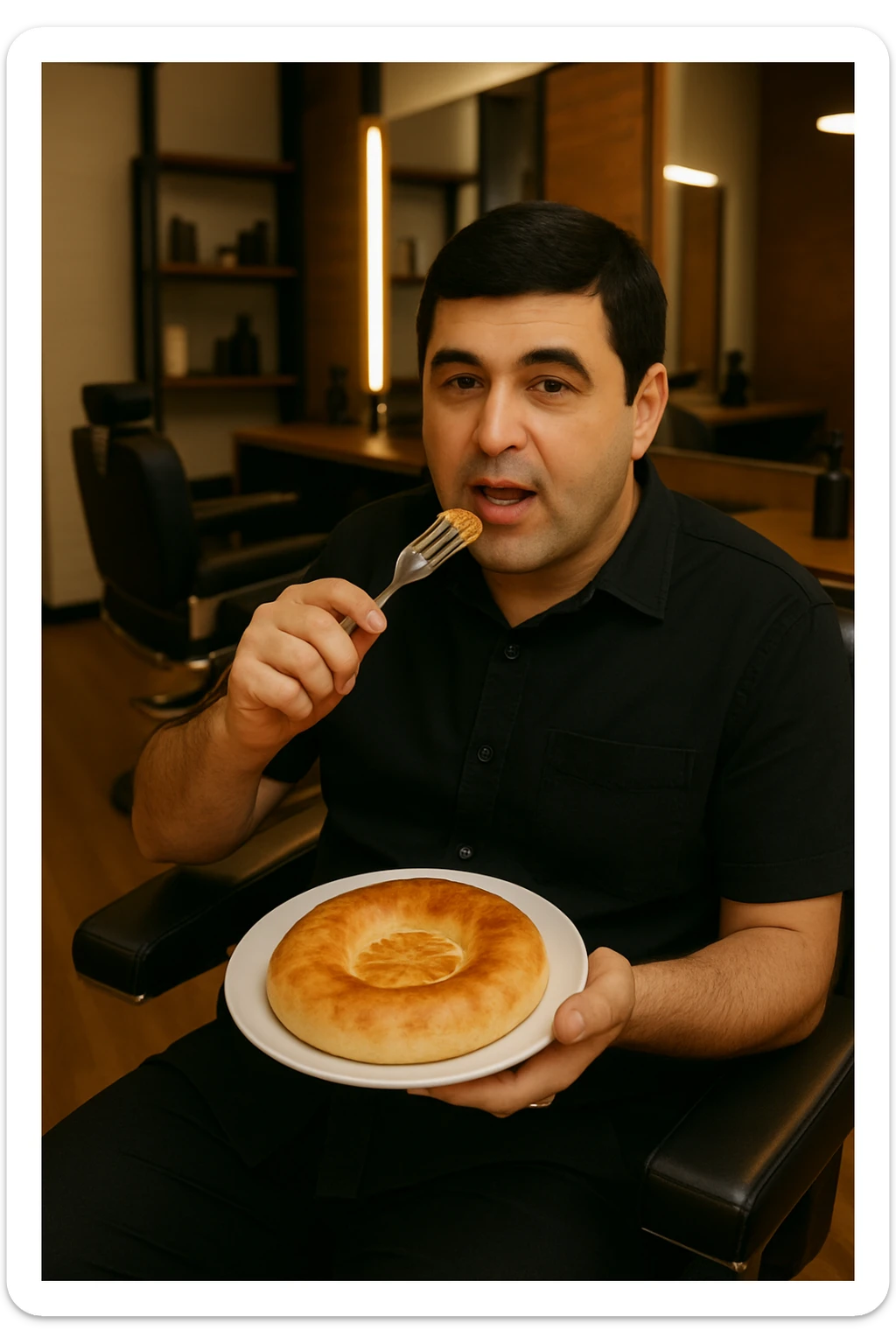 birinchidagi odamni yuziga 2 rasmdagi odamga uzidak qilib chizib bergin xuddu shunday non yen utirganini sticker