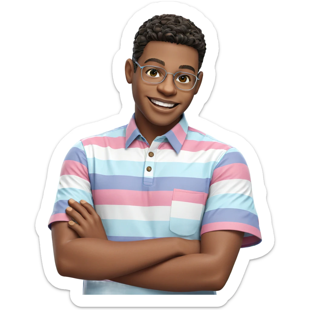 smiling male in striped shirt sticker