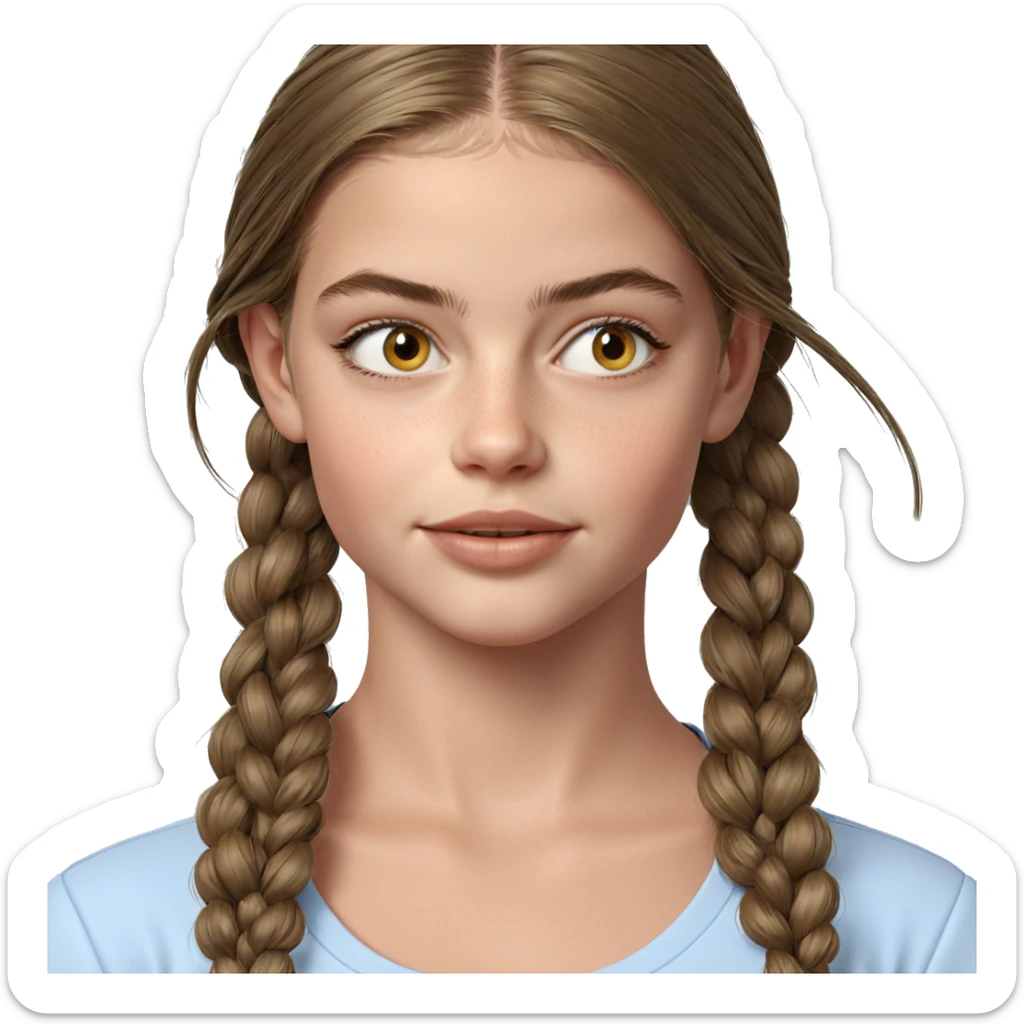 smiling girl with twin braids sticker