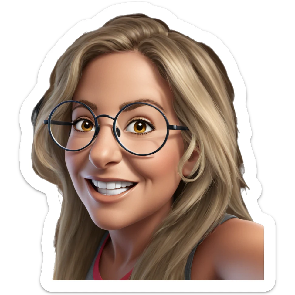 smiling girl with round glasses sticker