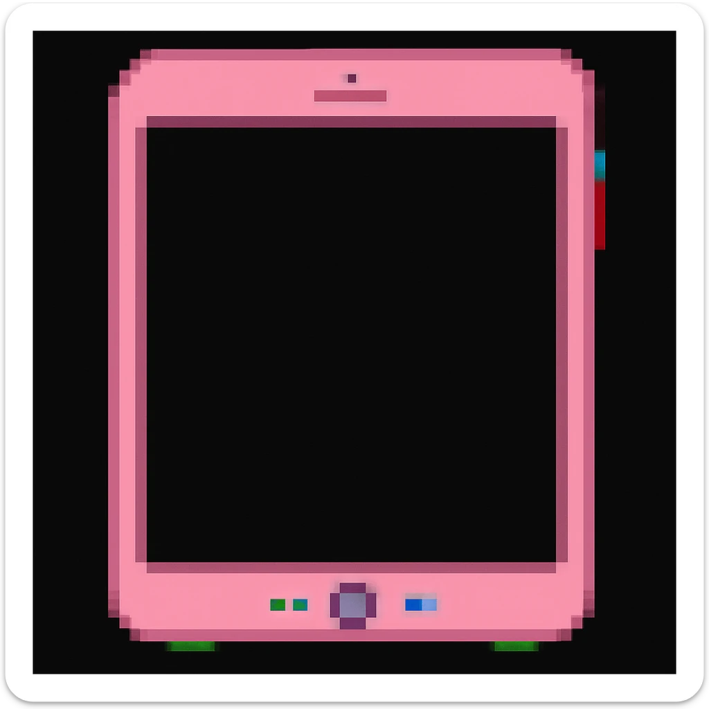 Change the iPad color to pink, keep the style and background as is. The style of the original image should be preserved. sticker