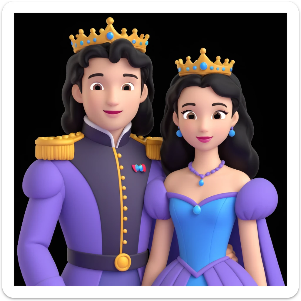 prince and princess disny dress close up photo in castle sticker