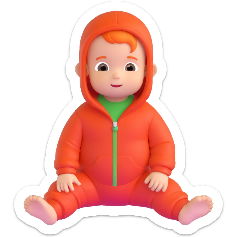 baby Jack Jack from The Incredibles with orange hair in red onesie sticker