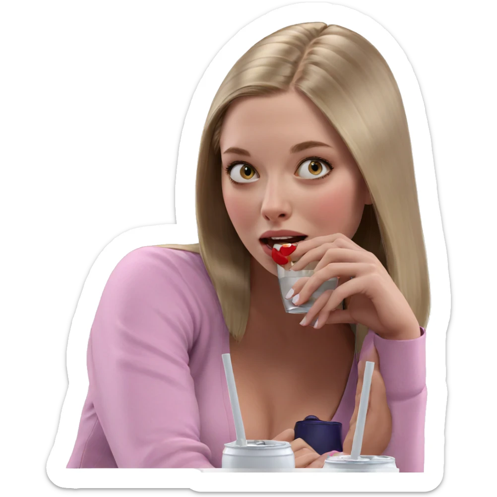 blonde girl enjoying a drink sticker