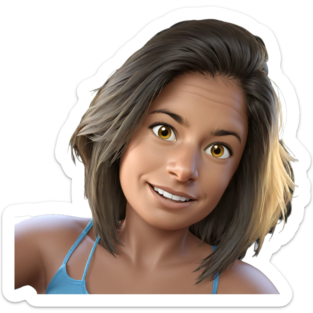 smiling girl in car interior sticker