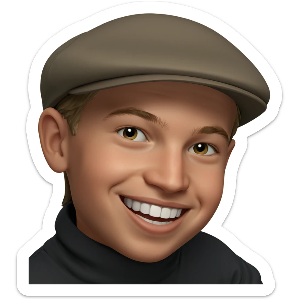 boy in hat smiling sticker