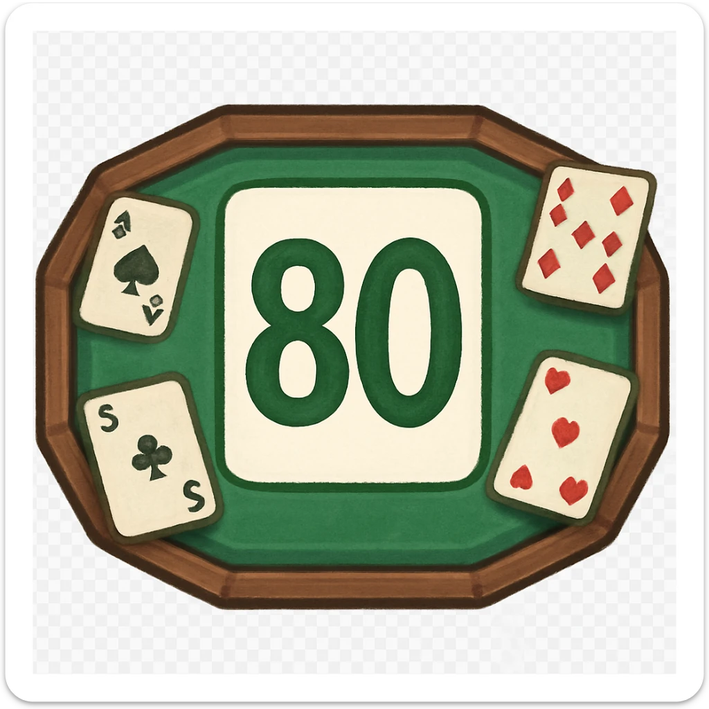 Edit the image to have a white background behind the number in the center of the 80 table, while keeping the rest transparent. Maintain the original style as much as possible. sticker